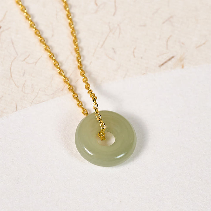 Buddha Stones Collar con colgante de jade verde natural con hebilla de la paz y la prosperidad. - image 2