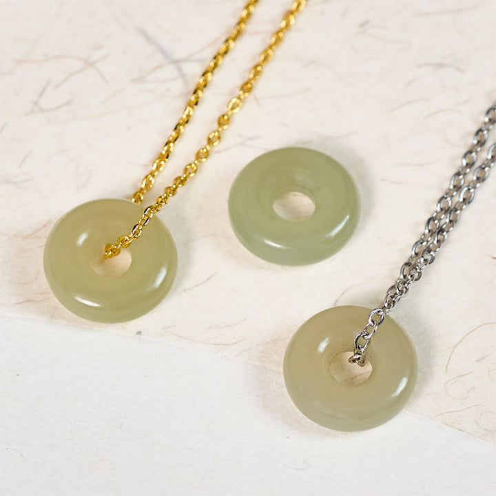 Buddha Stones Collar con colgante de jade verde natural con hebilla de la paz y la prosperidad. - image 15