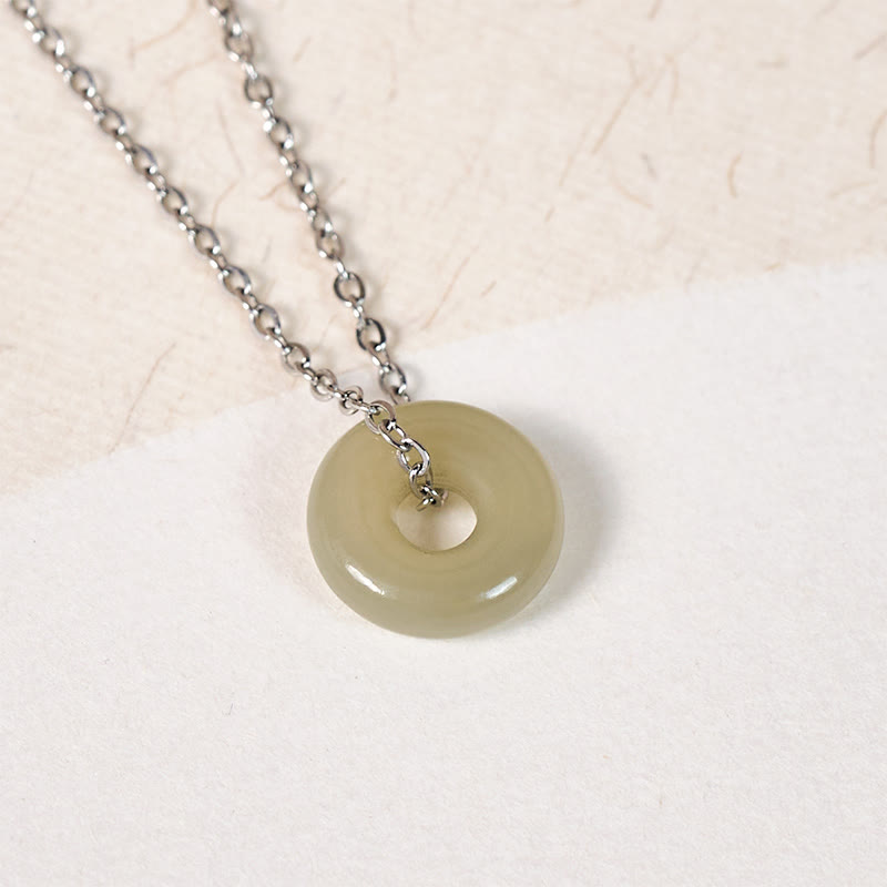 Buddha Stones Collar con colgante de jade verde natural con hebilla de la paz y la prosperidad. - image 10