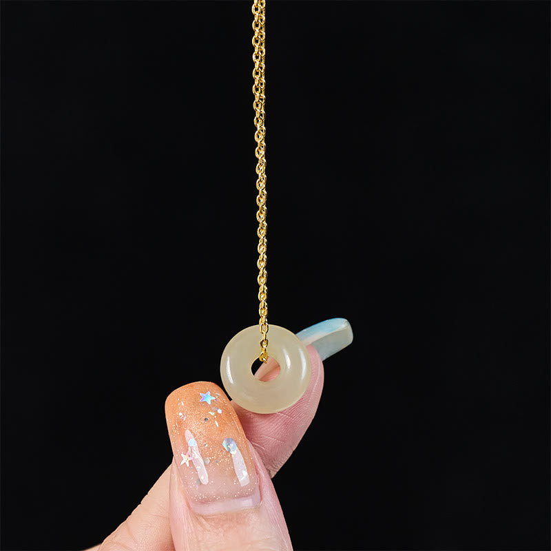 Buddha Stones Collar con colgante de jade verde natural con hebilla de la paz y la prosperidad. - image 7