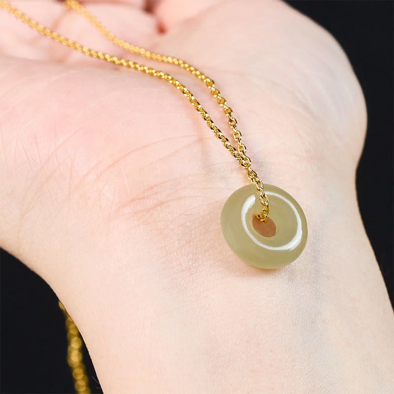 Buddha Stones Collar con colgante de jade verde natural con hebilla de la paz y la prosperidad. - image 8