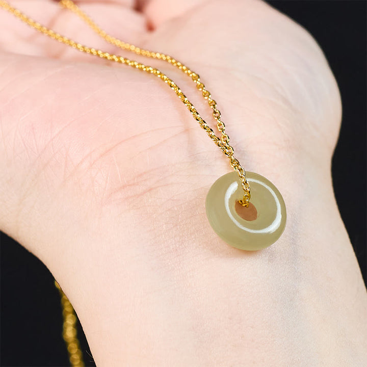 Buddha Stones Collar con colgante de jade verde natural con hebilla de la paz y la prosperidad. - image 8