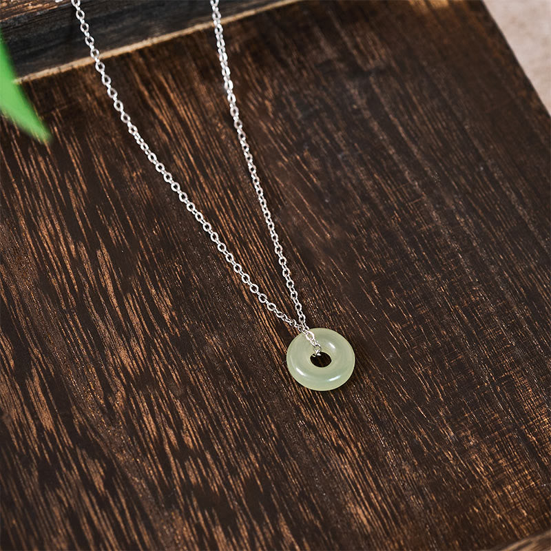 Buddha Stones Collar con colgante de jade verde natural con hebilla de la paz y la prosperidad. - image 12