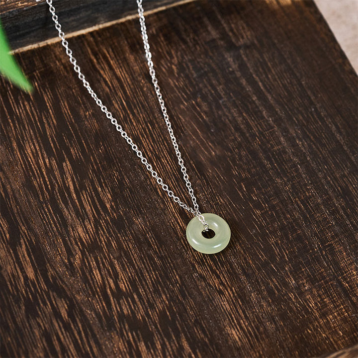 Buddha Stones Collar con colgante de jade verde natural con hebilla de la paz y la prosperidad. - image 12