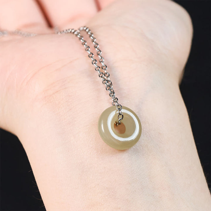 Buddha Stones Collar con colgante de jade verde natural con hebilla de la paz y la prosperidad. - image 13