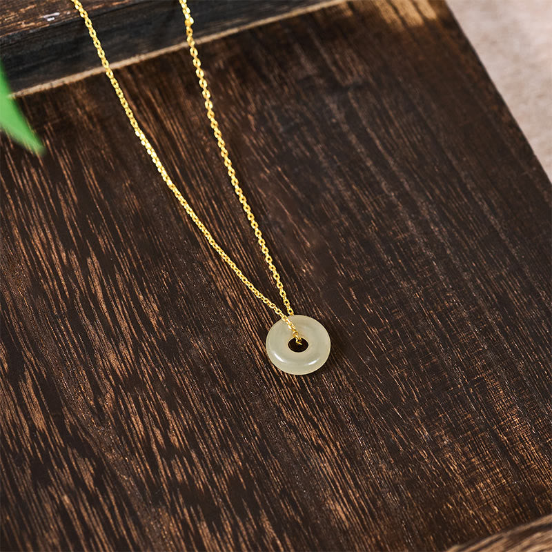 Buddha Stones Collar con colgante de jade verde natural con hebilla de la paz y la prosperidad. - image 4