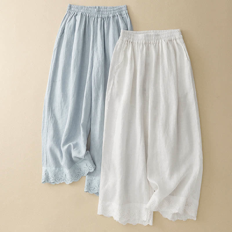 Buddha Stones Pantalones de mujer de lino y algodón, de pierna ancha y con bolsillos, ideales para el verano. - image 12