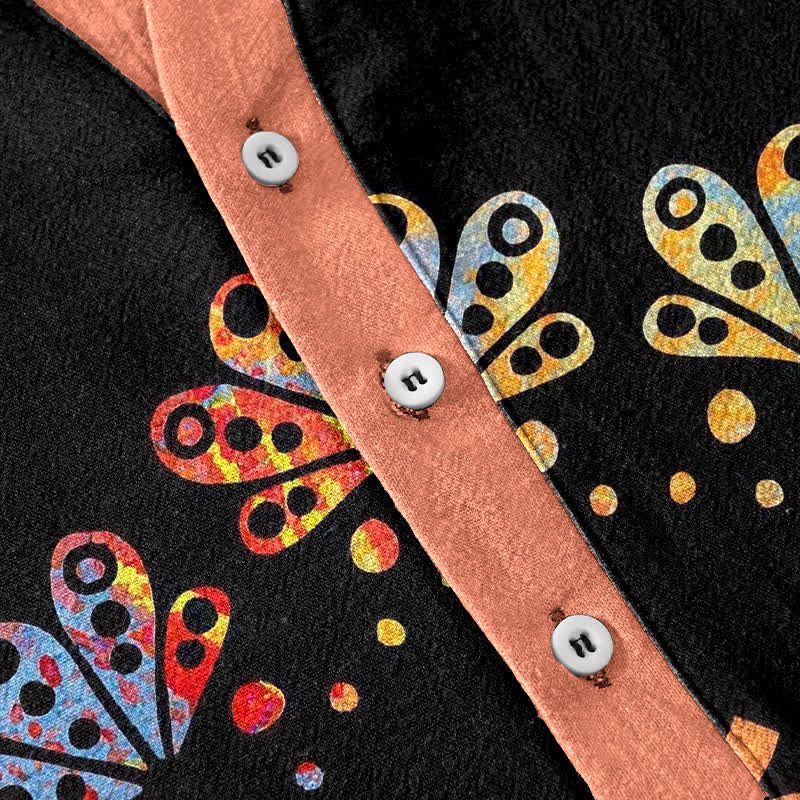 Buddha Stones Camisa de manga corta con medio botón para hombre, de algodón, con estampado de mandala de loto y pavo real (Om). - image 3
