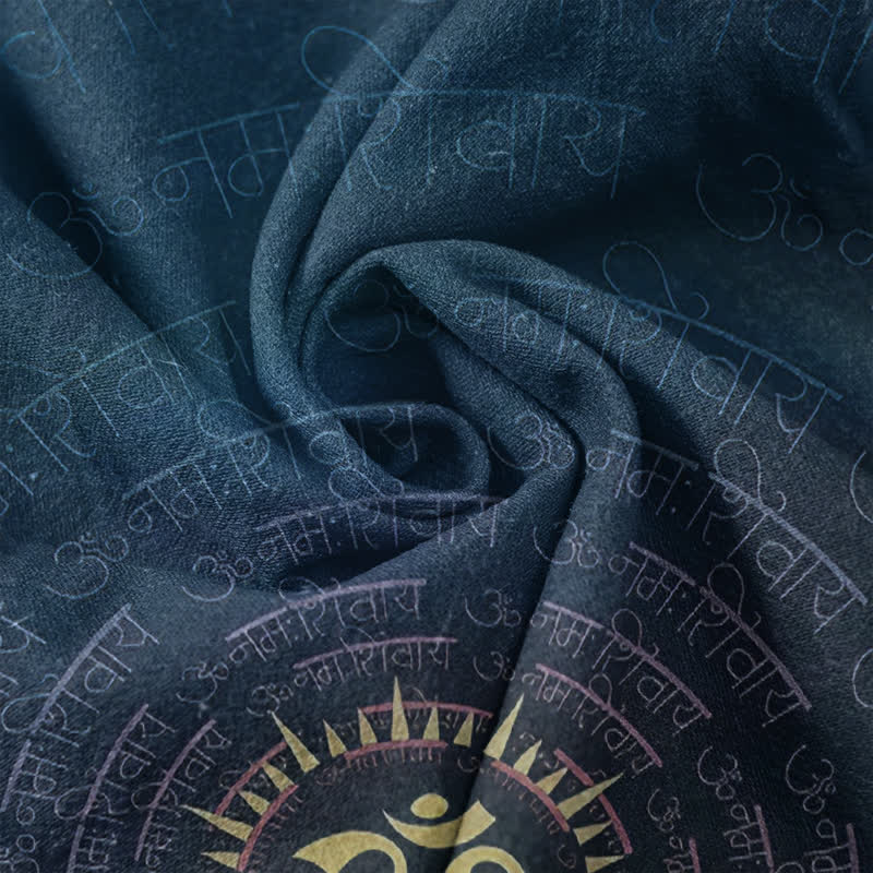Buddha Stones Camisa de manga corta con medio botón para hombre, de algodón, con emblema del mantra Om. - image 4