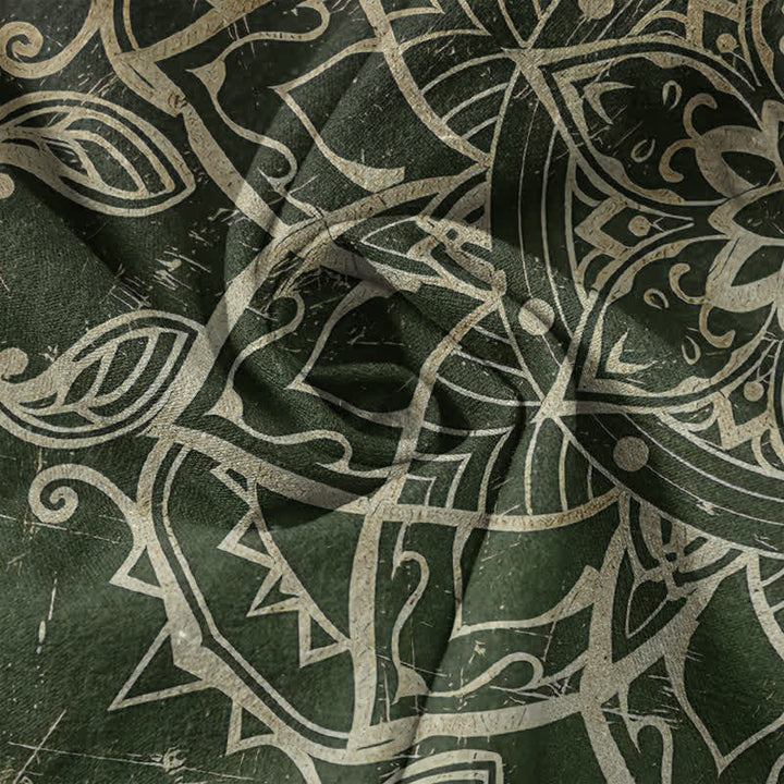 Buddha Stones Camisa de manga corta con medio botón para hombre, con emblema de mandala de loto de algodón - image 4