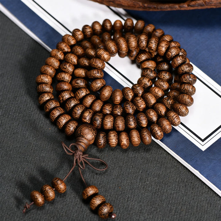 Buddha Stones Mala de 108 cuentas de madera texturizada para una energía tranquila - image 2