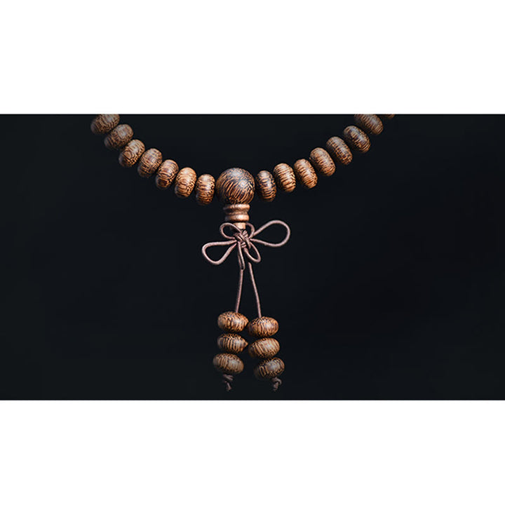 Buddha Stones Mala de 108 cuentas de madera texturizada para una energía tranquila - image 10
