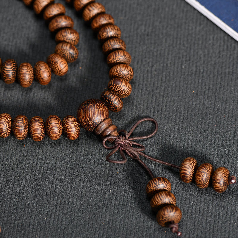 Buddha Stones Mala de 108 cuentas de madera texturizada para una energía tranquila - image 7