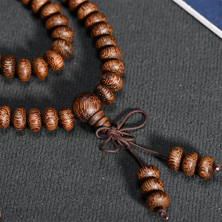 Buddha Stones Mala de 108 cuentas de madera texturizada para una energía tranquila - image 7