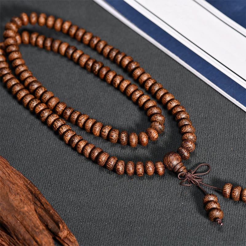 Buddha Stones Mala de 108 cuentas de madera texturizada para una energía tranquila - image 3