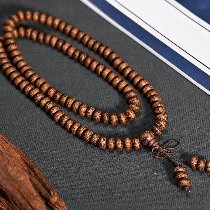 Buddha Stones Mala de 108 cuentas de madera texturizada para una energía tranquila - image 3