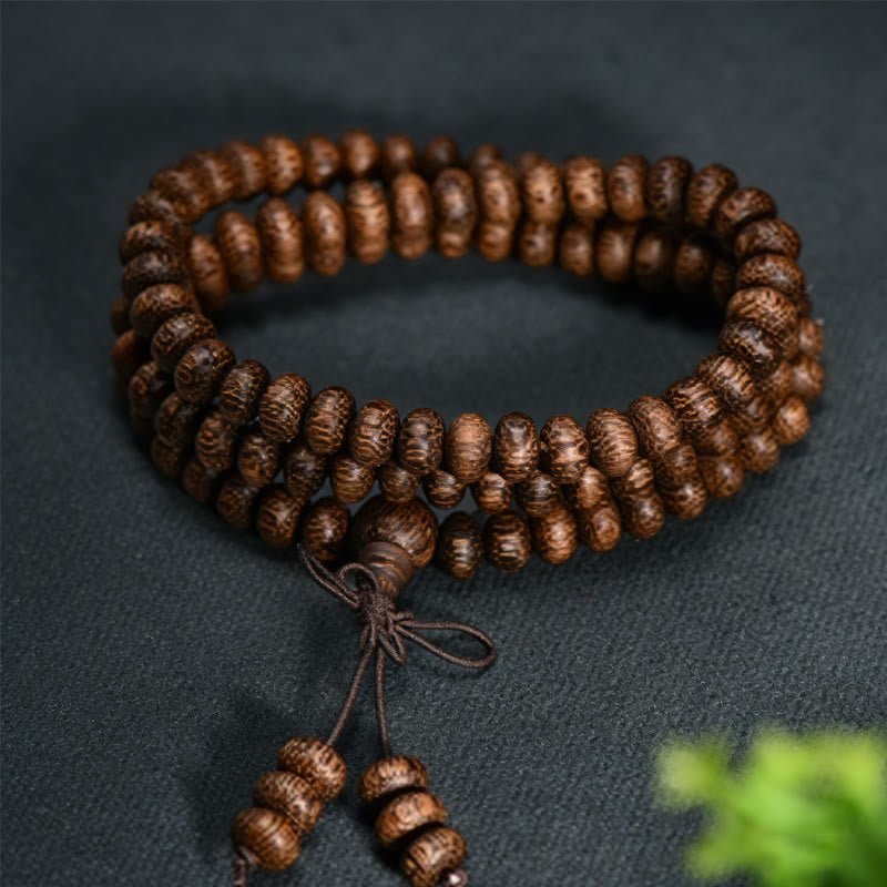 Buddha Stones Mala de 108 cuentas de madera texturizada para una energía tranquila - image 1