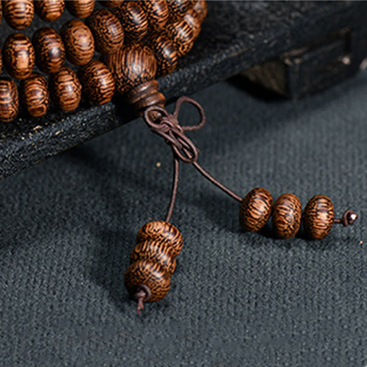 Buddha Stones Mala de 108 cuentas de madera texturizada para una energía tranquila - image 6