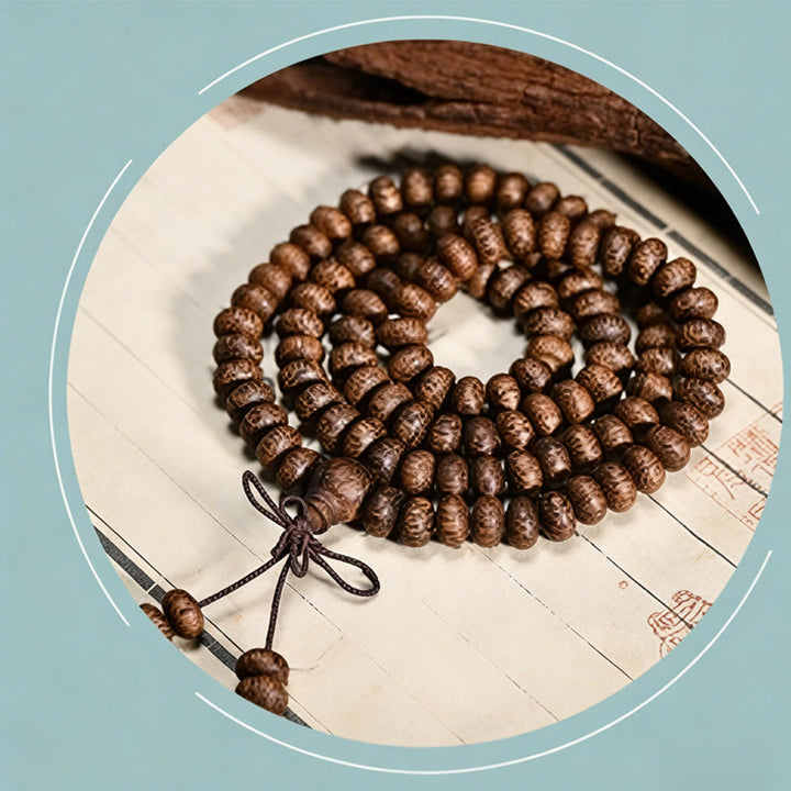 Buddha Stones Mala de 108 cuentas de madera texturizada para una energía tranquila - image 8