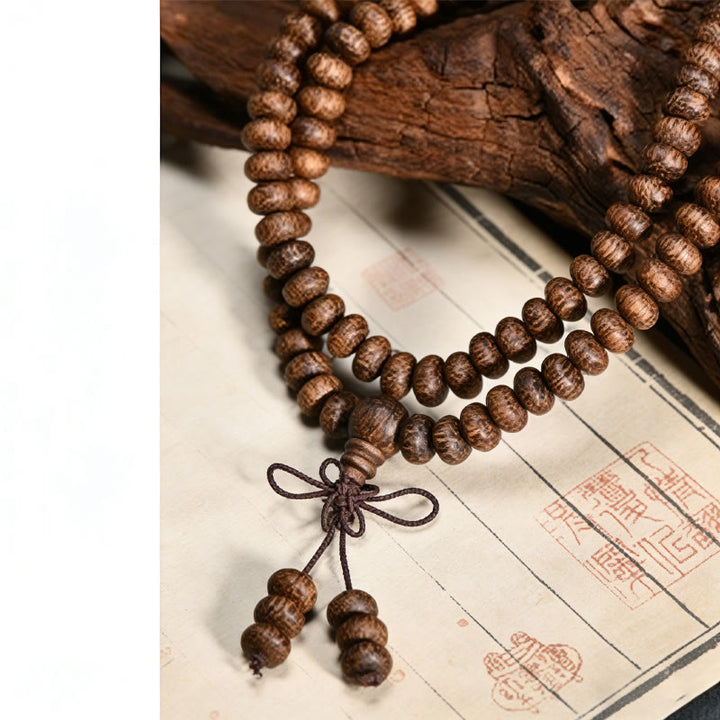 Buddha Stones Mala de 108 cuentas de madera texturizada para una energía tranquila - image 9