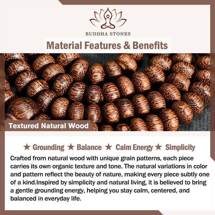 Buddha Stones Mala de 108 cuentas de madera texturizada para una energía tranquila - image 5