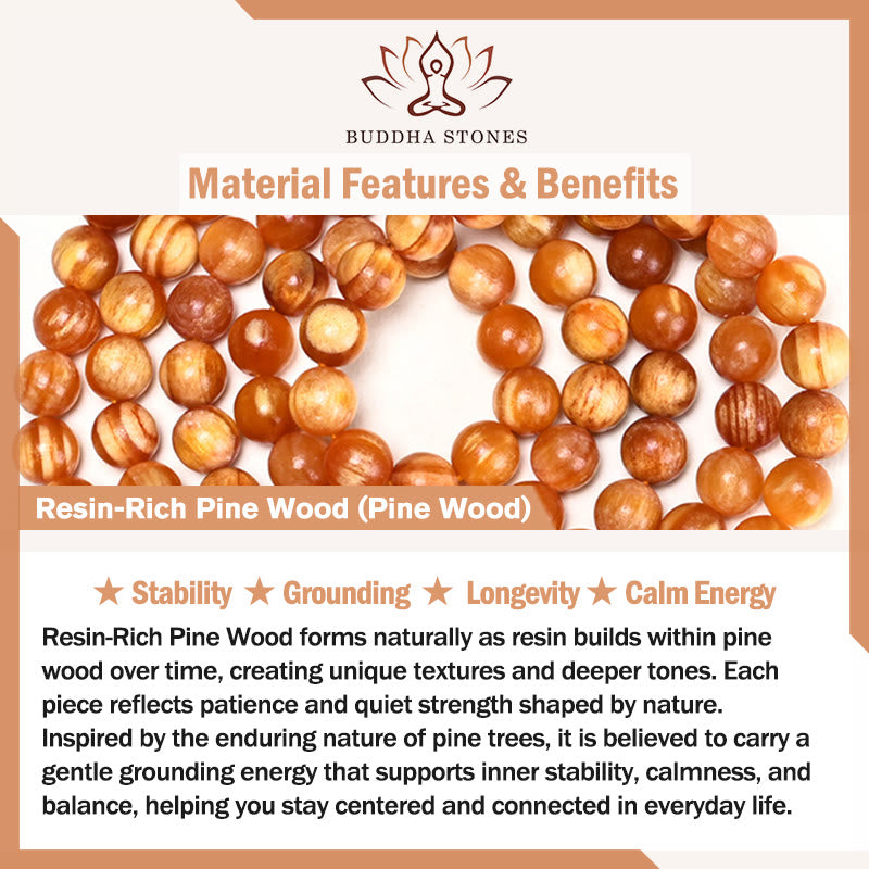 Buddha Stones Mala de 108 cuentas de madera de pino rica en resina para una energía calmante - image 6