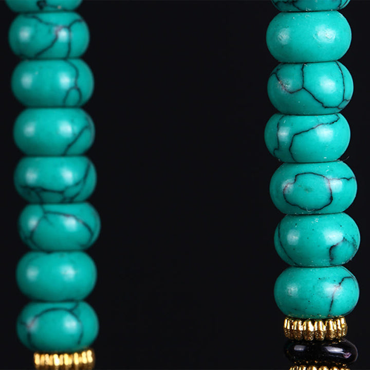 Buddha Stones Mala tibetana de 108 cuentas Dzi turquesas para la sabiduría y el equilibrio - image 8