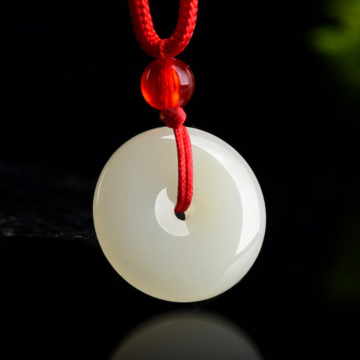 Buddha Stones Collar con colgante de cuerda roja Jade Peace Buckle Abundance - image 1
