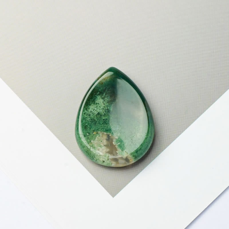 Buddha Stones Piedra antiestrés con forma de lágrima, cristal protector, decoración, 34*26*7,8 cm - Ágata musgosa natural (el color puede variar) - 34*26*7,8 mm - image 29