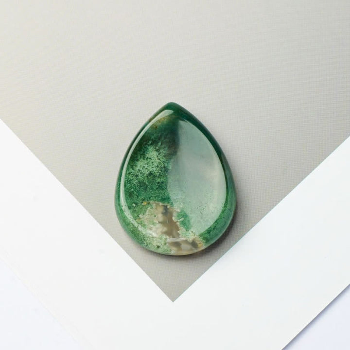 Buddha Stones Piedra antiestrés con forma de lágrima, cristal protector, decoración, 34*26*7,8 cm - Ágata musgosa natural (el color puede variar) - 34*26*7,8 mm - image 29