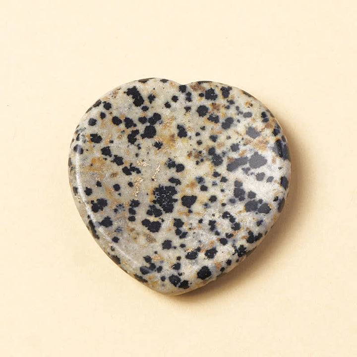 Buddha Stones Piedra de corazón para la ansiedad, ópalo, cuarzo rosa, decoración de cristal motivacional 4*4*0.7cm - Jaspe dálmata natural (el color puede variar) - 4*4*0,7 cm - image 20