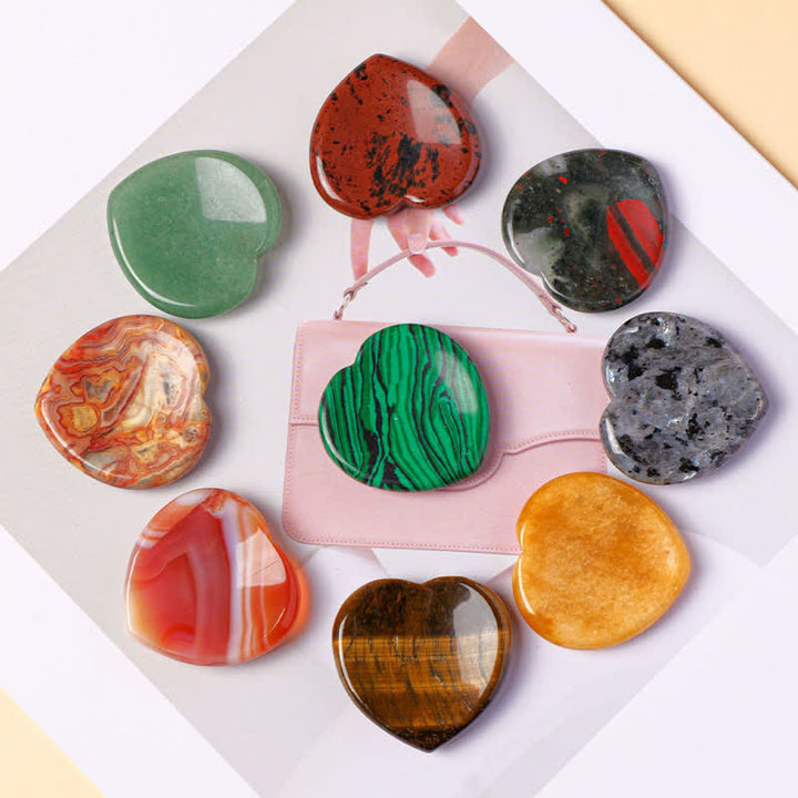 Buddha Stones Piedra de corazón para la ansiedad, ópalo, cuarzo rosa, decoración de cristal motivacional 4*4*0.7cm - image 24