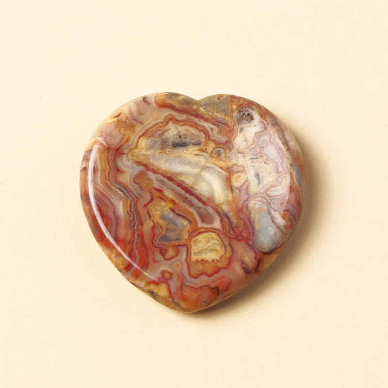 Buddha Stones Piedra de corazón para la ansiedad, ópalo, cuarzo rosa, decoración de cristal motivacional 4*4*0.7cm - Ágata de encaje natural (el color puede variar) - 4*4*0,7 cm - image 23