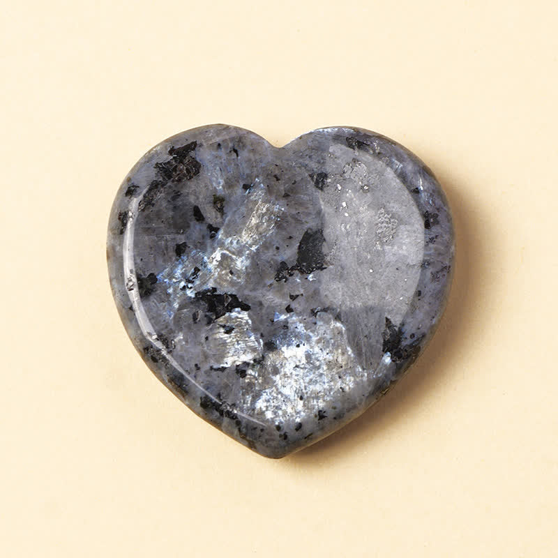 Buddha Stones Piedra de corazón para la ansiedad, ópalo, cuarzo rosa, decoración de cristal motivacional 4*4*0.7cm - Piedra negra natural con purpurina (el color puede variar). - 4*4*0,7 cm - image 14