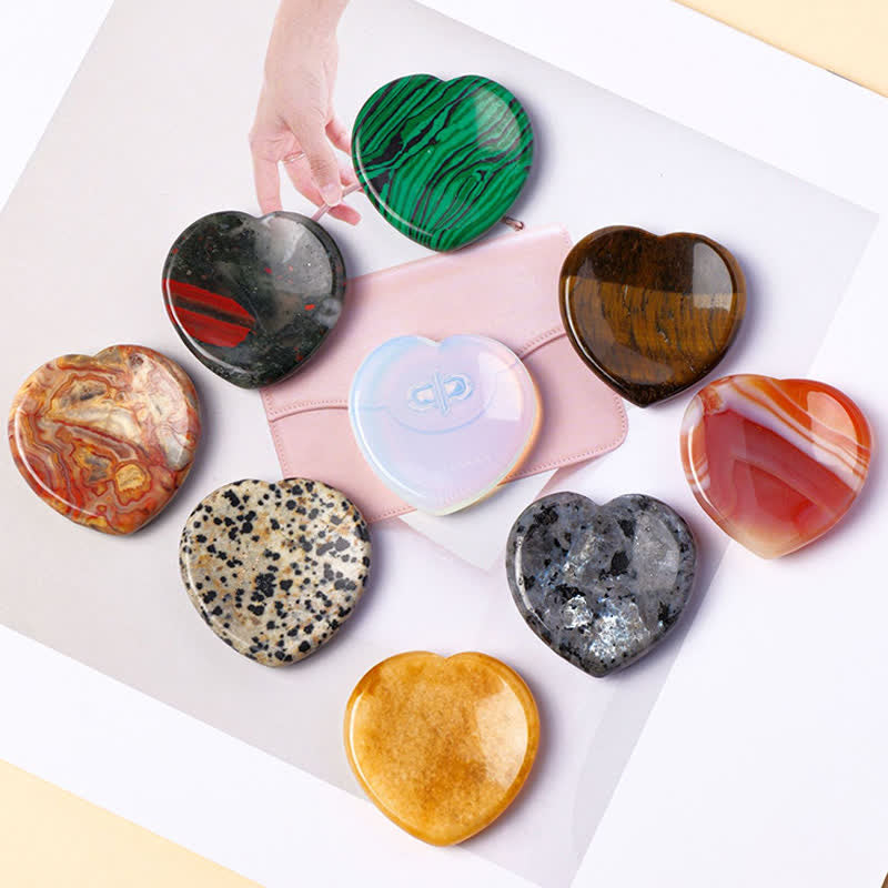 Buddha Stones Piedra de corazón para la ansiedad, ópalo, cuarzo rosa, decoración de cristal motivacional 4*4*0.7cm - image 25