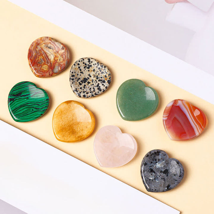 Buddha Stones Piedra de corazón para la ansiedad, ópalo, cuarzo rosa, decoración de cristal motivacional 4*4*0.7cm - image 0