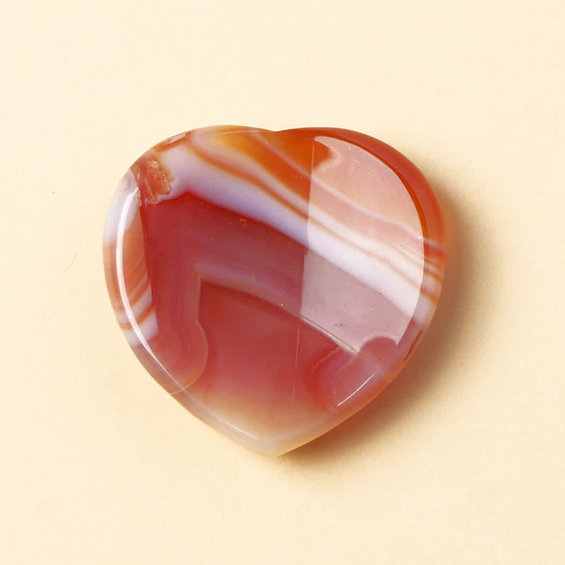 Buddha Stones Piedra de corazón para la ansiedad, ópalo, cuarzo rosa, decoración de cristal motivacional 4*4*0.7cm - Ágata roja natural (el color puede variar) - 4*4*0,7 cm - image 9