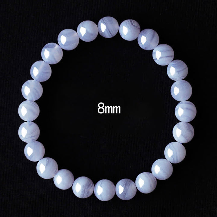 Buddha Stones Pulsera redonda de cuentas de ágata azul natural con encaje - Ágata de encaje azul (circunferencia de la muñeca: 15-16 cm) - image 0