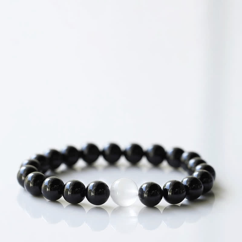 Buddha Stones Pulsera de resiliencia con diseño de animal del zodiaco y cristal de turmalina negra - Caballo (circunferencia de la muñeca: 15-16 cm) - image 0