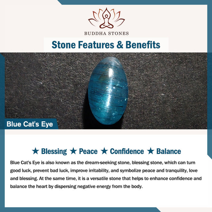 Buddha Stones Pulsera de confianza de triple vuelta con corazón de ojo de gato azul - image 6