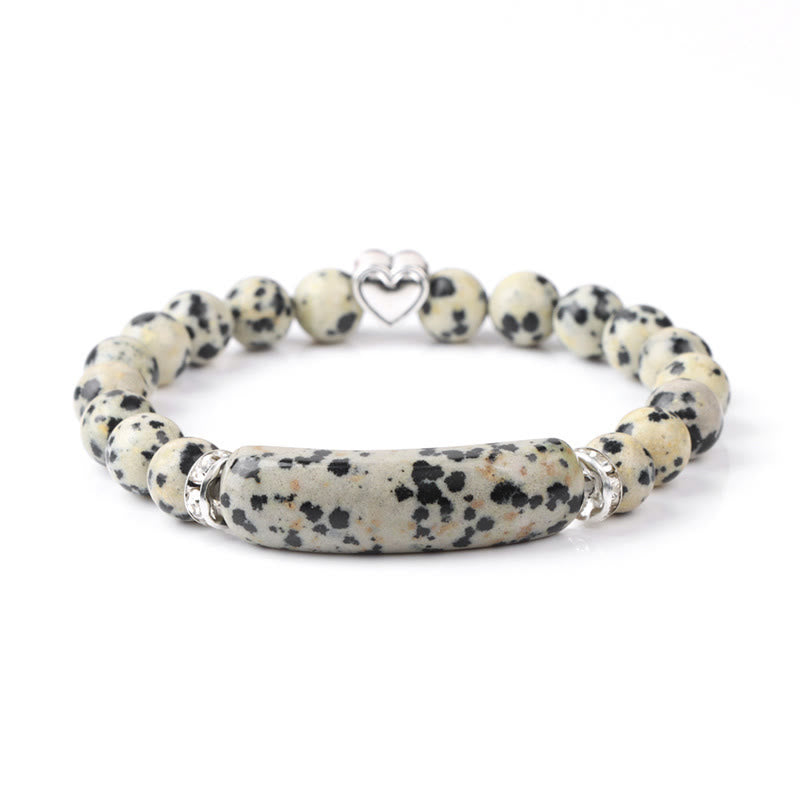 Buddha Stones Pulsera curativa de amatista, ojo de tigre, lapislázuli verde, aventurina, rodonita y jaspe dálmata - Jaspe dálmata (circunferencia de la muñeca: 15-16 cm) - image 16