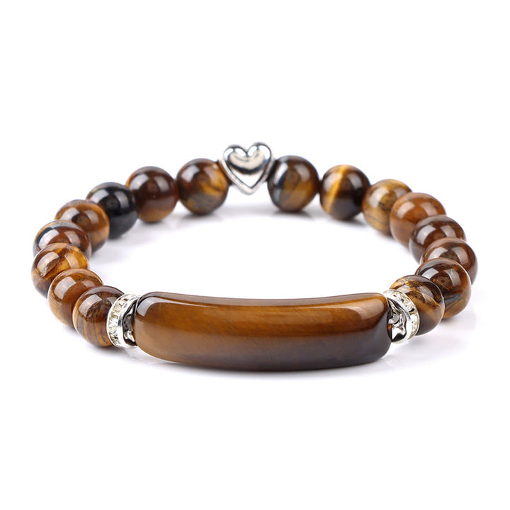 Buddha Stones Pulsera curativa de amatista, ojo de tigre, lapislázuli verde, aventurina, rodonita y jaspe dálmata - Ojo de tigre (circunferencia de la muñeca: 15-16 cm) - image 5