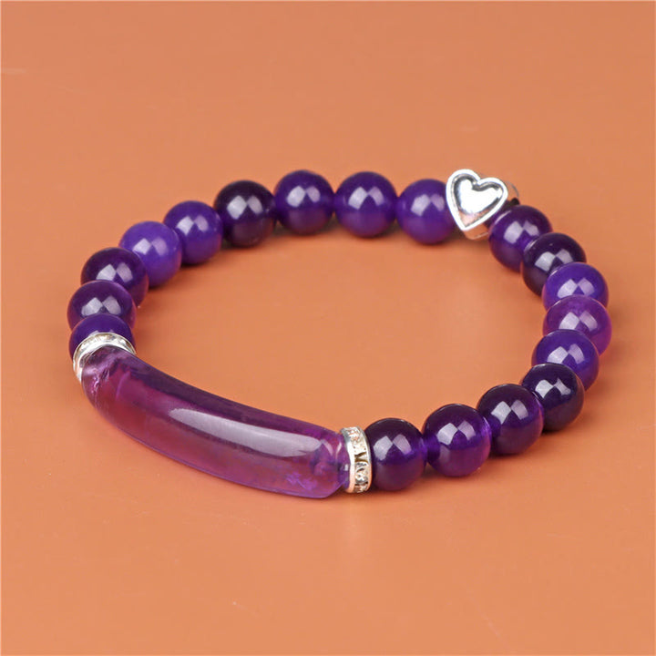 Buddha Stones Pulsera curativa de amatista, ojo de tigre, lapislázuli verde, aventurina, rodonita y jaspe dálmata - image 1