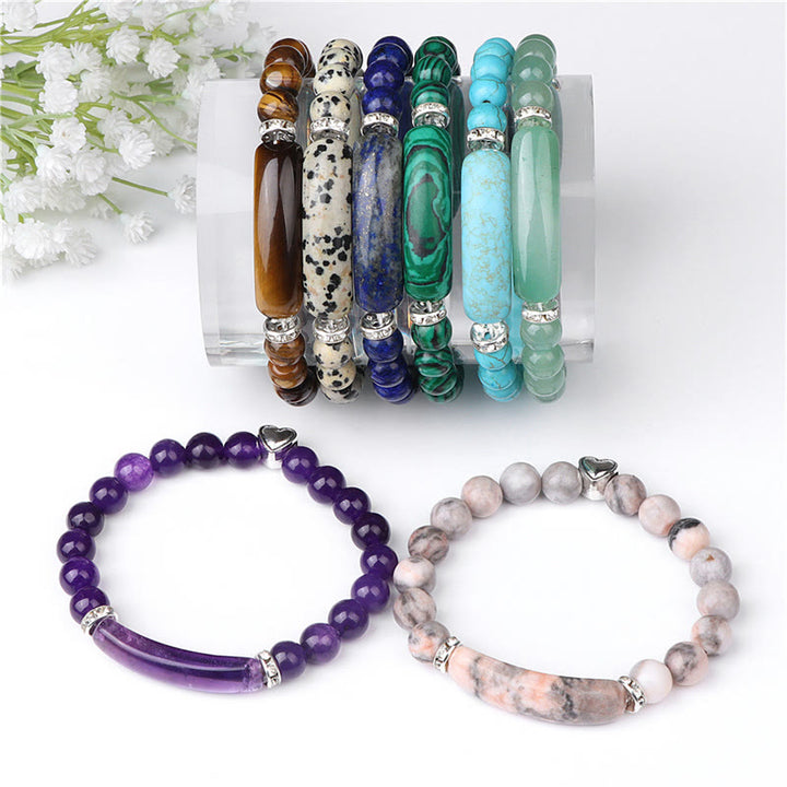 Buddha Stones Pulsera curativa de amatista, ojo de tigre, lapislázuli verde, aventurina, rodonita y jaspe dálmata - image 20