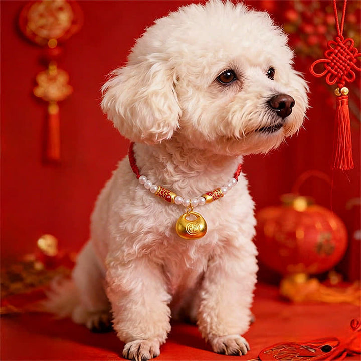 Buddha Stones Collar ajustable para mascotas, para gatos y perros, con diseño de pez koi trenzado rojo y símbolo de la fortuna. - image 9
