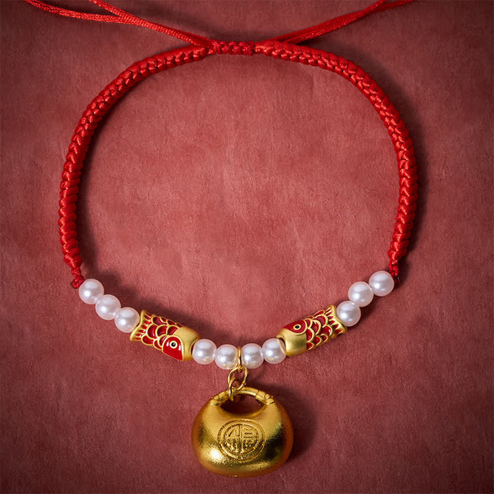 Buddha Stones Collar ajustable para mascotas, para gatos y perros, con diseño de pez koi trenzado rojo y símbolo de la fortuna. - image 1