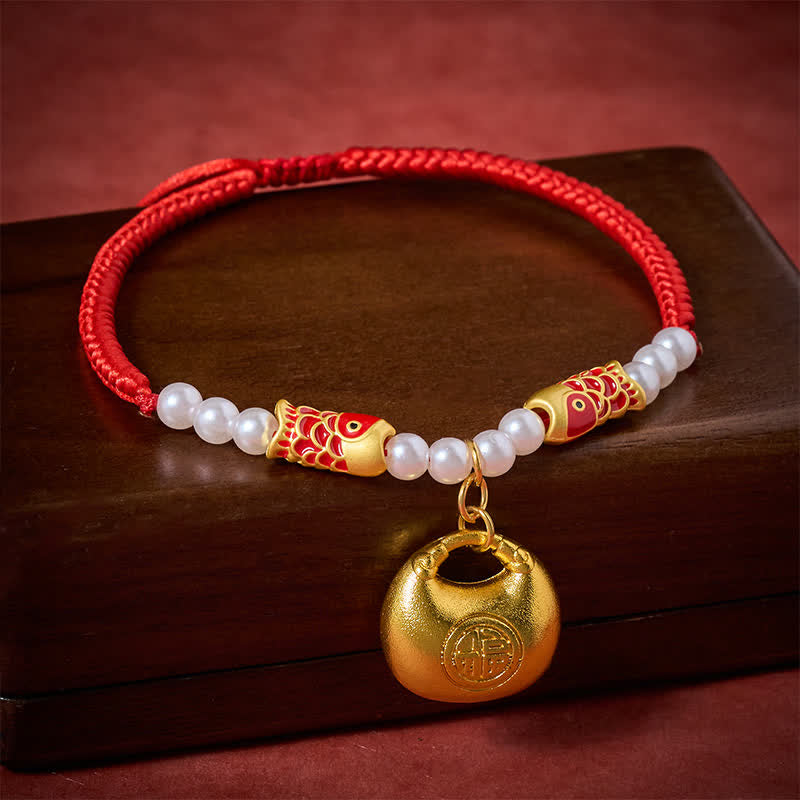 Buddha Stones Collar ajustable para mascotas, para gatos y perros, con diseño de pez koi trenzado rojo y símbolo de la fortuna. - image 3