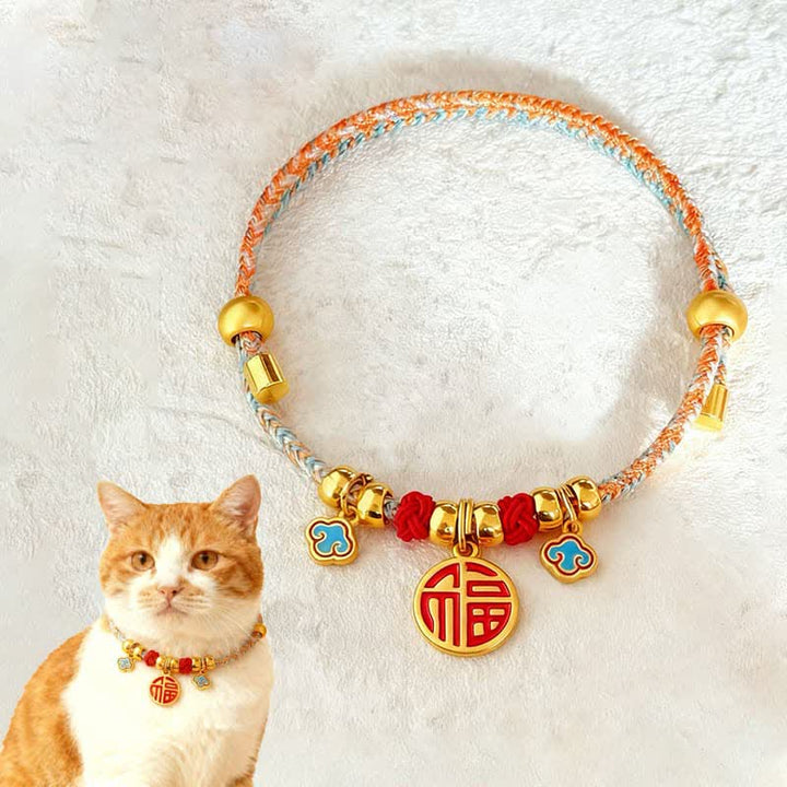 Buddha Stones Collar ajustable para mascotas, para gatos y perros, con diseño de cuentas trenzadas y coloridas. - image 2