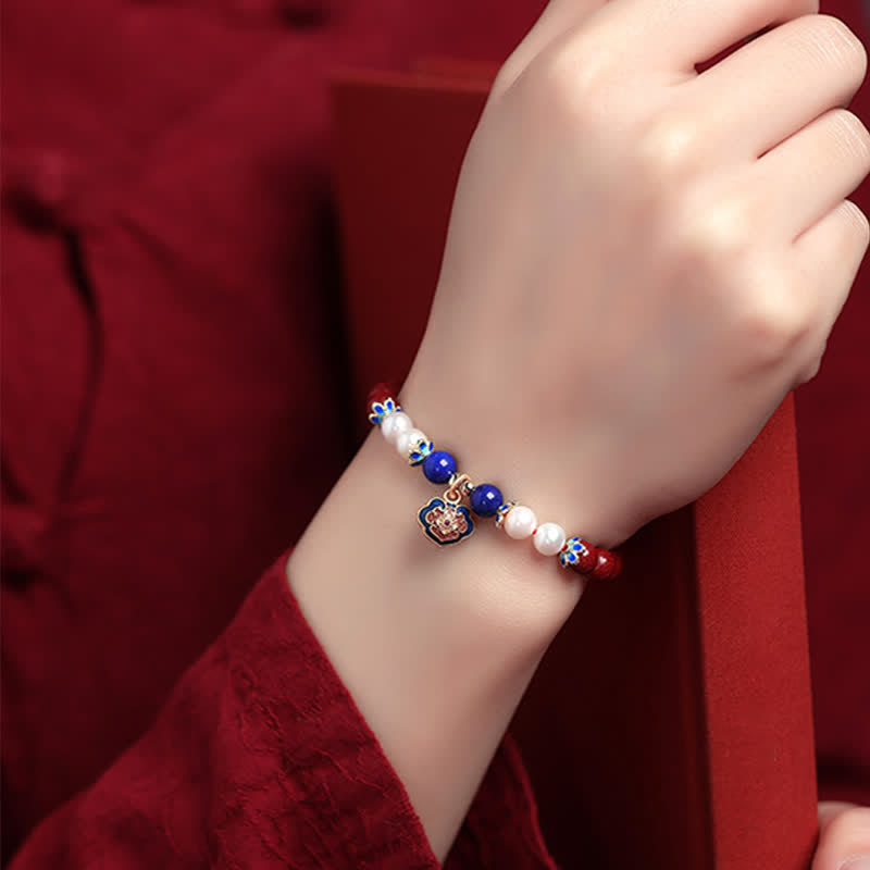 Buddha Stones Pulsera con dije de candado chino de lapislázuli cinabrio - image 6