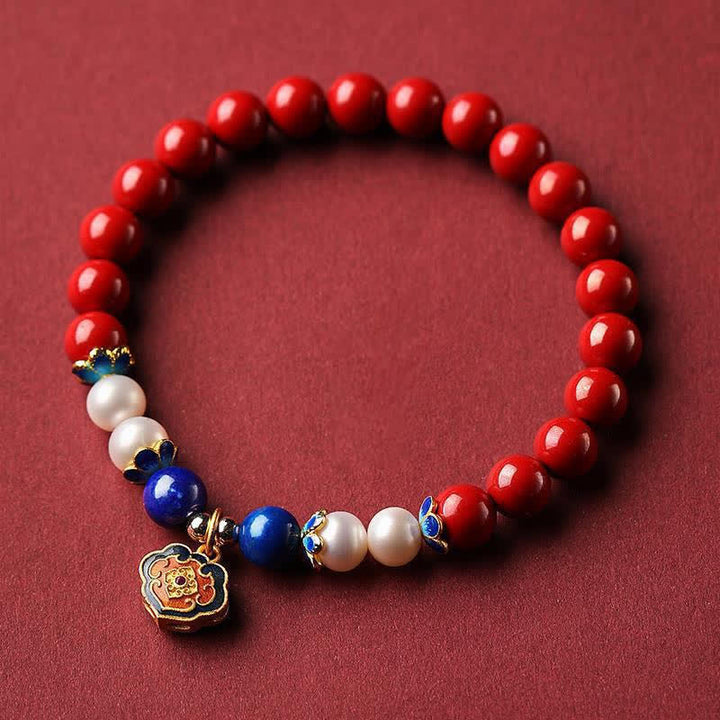 Buddha Stones Pulsera con dije de candado chino de lapislázuli cinabrio - image 10